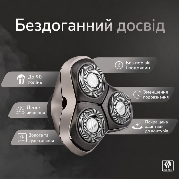 Запасні леза Skull Shaver Forte Pro (3 шт.) для бритв Pitbull, Palm та Butterfly Kiss — для гоління голови, обличчя та тіла