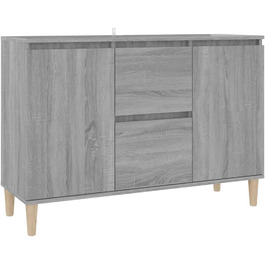 Комод vidaXL з 2 шухлядами і 2 дверцятами, сіро-дубовий Sonoma, 103,5x35x70 см, деревостружкова плита, багатофункціональна тумба для вітальні чи спальні