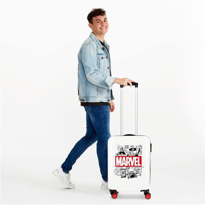 Дитяча валіза Marvel Avengers, біла, 55×40×20 см, ABS, з кодовим замком, 34 л, 2,6 кг, 4 колеса, ручна поклажа