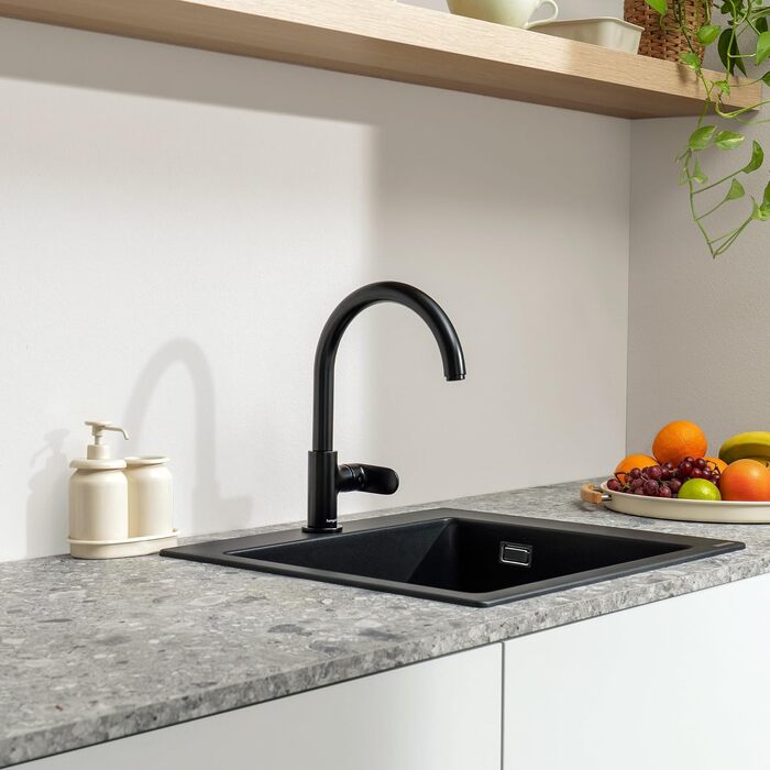 Змішувач кухонний Hansgrohe Vernis Blend M35 матовий чорний, високий вилив 260 мм