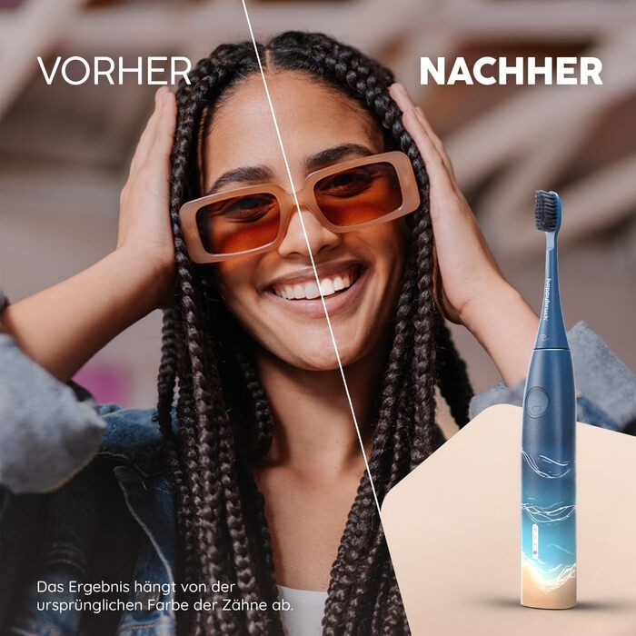 Електрична звукова зубна щітка happybrush® Eco Vibe 3+ – Чорний (Ocean) – Комплект з насадками, 2 роки гарантії
