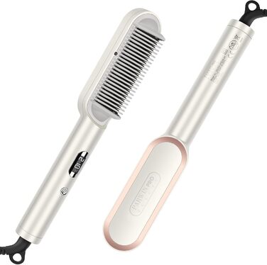 Іонна щітка-випрямляч для волосся PARWIN PRO BEAUTY з LED-індикатором, 4 температурні режими, захист від опіків, шампань срібло