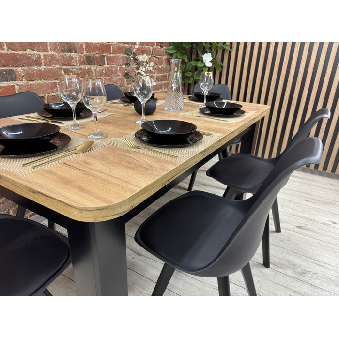 Обідній гарнітур Loft Ribes: розкладний стіл 80x140/180 см та 6 стільців