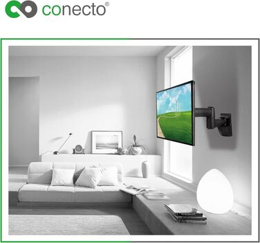 Настінний кронштейн для моніторів та телевізорів connecto до 42 дюймів, поворотний та нахильний, VESA 50x50-200x200, до 30 кг, чорний (SA-CC50252-V2)