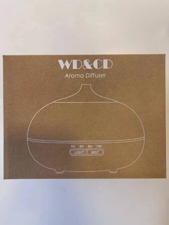Аромадифузор зволожувач повітря WD&CD, 300 мл, темно-коричневий, ультразвуковий, LED підсвітка, авто відключення, для ефірних олій, спальня, офіс, йога, SPA