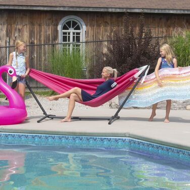 Гамак Vivere Doppel Polyester з підставкою 250 см, блакитно-рожевий
