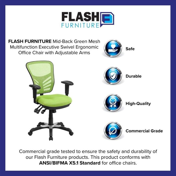 Офісне крісло Flash Furniture, піна, зелений, 68.6x64.8x112.4 см