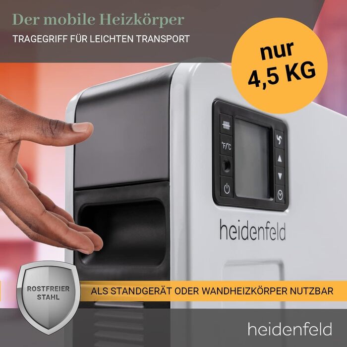 Електричний конвектор Heidenfeld EK100, 2300 Вт, з пультом, таймером і LCD-дисплеєм, для обігріву до 40 м²