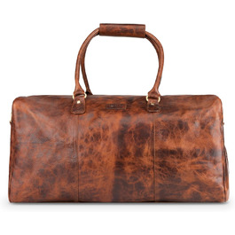 Дорожня сумка з натуральної шкіри LEABAGS, 40 л, преміум, для жінок і чоловіків, коричнева, спортивна, для подорожей, тренувань та літака