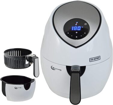 Цифрова аерофритюрниця без олії Eco-Air-Profi DC-1400W-1, біла, сенсорна панель керування