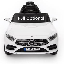 Дитячий електромобіль Mercedes CLS 350 AMG, ліцензія, 12V, шкіряні сидіння, пульт, MP3, білий