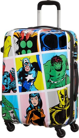 Середня валіза American Tourister Marvel Legends Spinner 65 см, 62,5 л, мультиколор (Marvel Pop Art), для подорожей