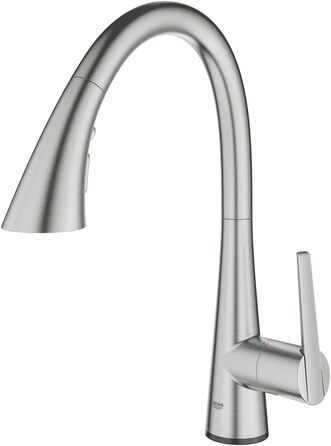 Змішувач кухонний GROHE Zedra з висувним душем, 3 режими, Supersteel, економія води
