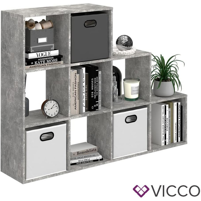 Стелаж-сходи Vicco, антрацит, 142.2 x 107.8 см – універсальний книжковий стелаж для зберігання, сучасний дизайн