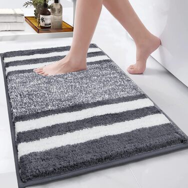 Килимок для ванної кімнати Pauwer з мікрофібри, 60 x 120 см, м'який, швидковисихаючий, антиковзний, для дому, сірий