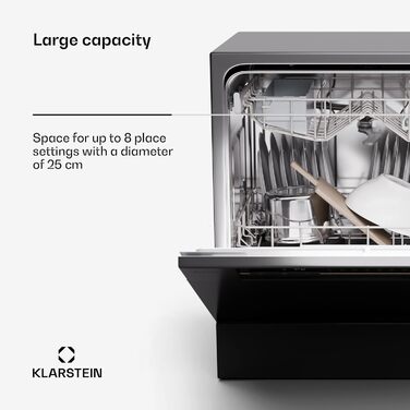 Посудомийна машина Klarstein Mini 6 комплектів, тиха, компактна, 7 програм, для дому, офісу, кемпінгу, з підключенням до води
