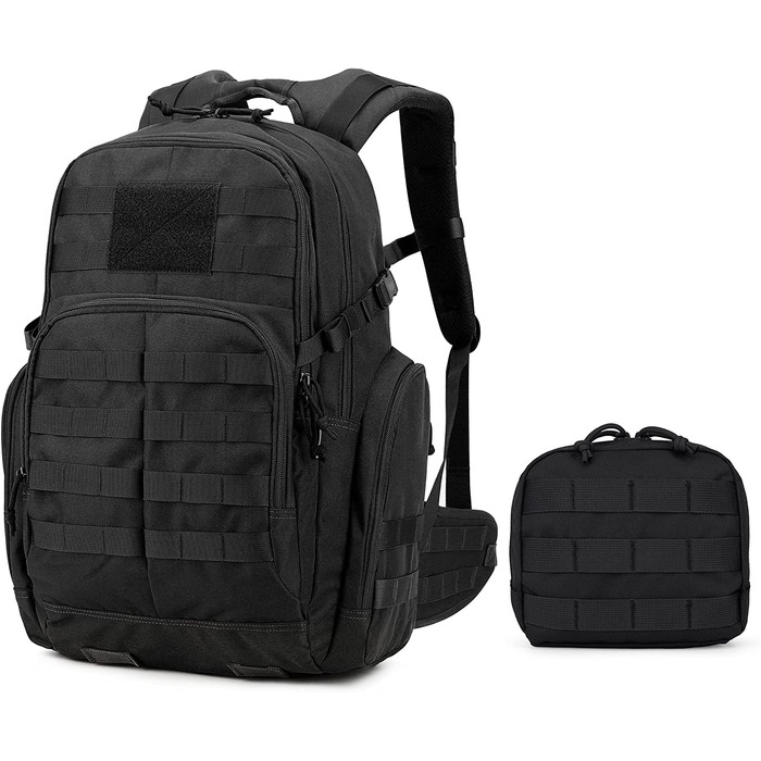 Mardingtop тактичний військовий рюкзак 40л з MOLLE, чорний, для туризму, походів і кемпінгу
