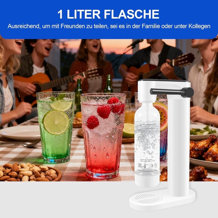 Сифон для газування води Sodastream з пляшкою 1 л, чорний (висота 42,3 см)