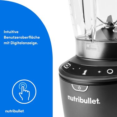 Стаціонарний блендер Nutribullet SmartSense Mixer Combo NBF550DG, 1500Вт, чаша 1.9л та стакани 700/900мл, 5 швидкостей, пульсаційний режим, чорний