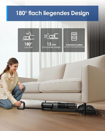 Tineco Floor ONE i6 Stretch: Акумуляторний миючий пилосос 2-в-1 з гарячим повітрям для сухого та вологого прибирання, 20 кПа, для шерсті тварин