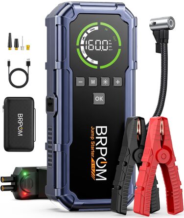 Пусковий пристрій BRPOM 9000A з компресором 160 PSI та Powerbank, фіолетовий