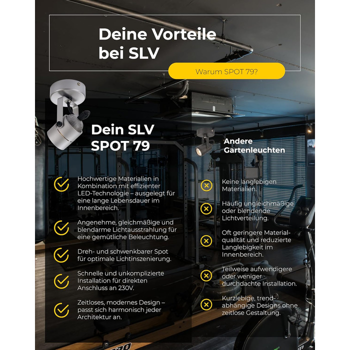 Світильник настінний та стельовий SLV SPOT 79, спот GU10 50 Вт, сріблясто-сірий