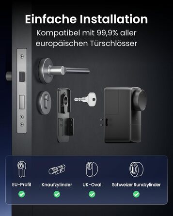 SwitchBot Smart Lock Pro: Розумний замок з акумулятором, Matter, WiFi, підтримка Apple Home, Alexa, Google Home, IFTTT, чорний