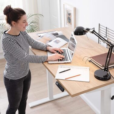 Електричний письмовий стіл boho office, 140х80 см, білий, регульована висота, 2 мотори, 3-секційний, з пам’яттю, стільниця Multiplex, RAL9016