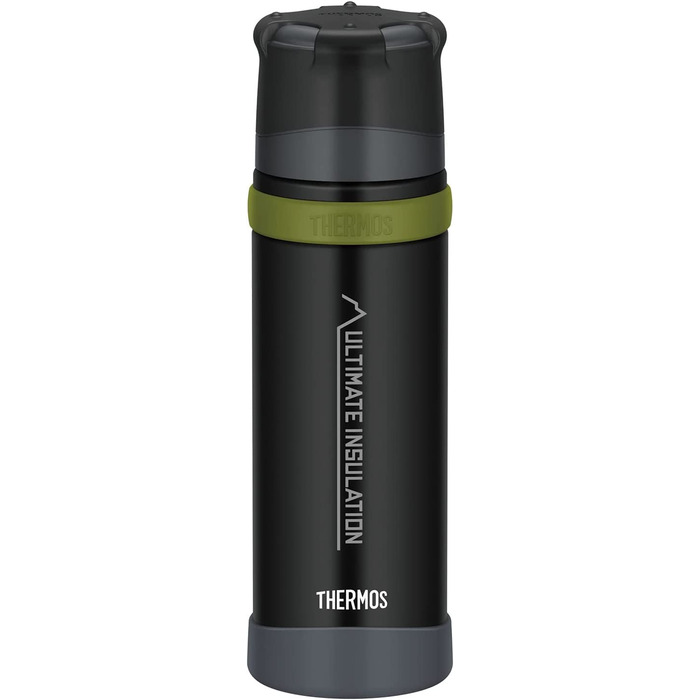 Термос Thermos Mountain 500 мл чорний, сталева пляшка з чашкою, 24 год гаряче/холодне, легка та міцна, BPA-free, для активного відпочинку