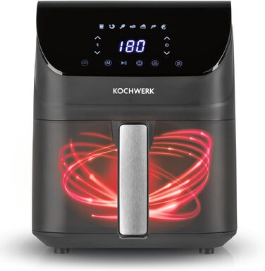 Аерофритюрниця Rachs KOCHWERK Vario-Doppelkammer 9 л з подвійною камерою, сенсорним керуванням та 8 програмами, 2700 Вт, Smart-Cook, сіра