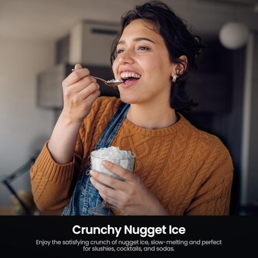 Льодогенератор Kismile Nugget: портативна машина для льоду з колотим льодом, 15.9 кг/день, самоочищення, сріблястий
