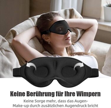 OnaEz 2024 Покращена 3D маска для сну для жінок і чоловіків, комфортна дихаюча маска з м'якого матеріалу, повне блокування світла, чорна