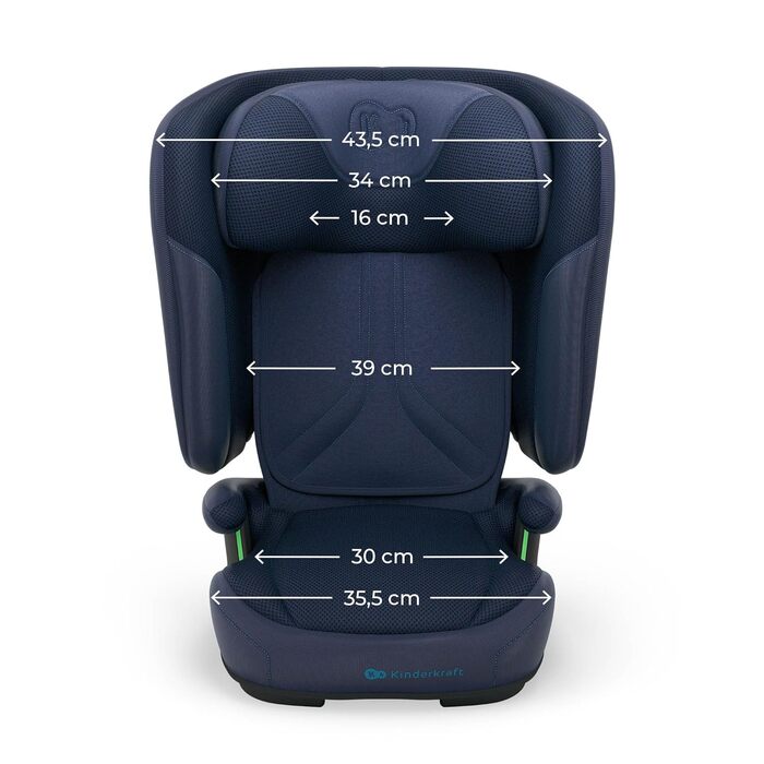 Автокрісло Kinderkraft UNITY 2 i-Size, 100-150 см, 3,5-12 років, регульована підголівник, AIR FLOW, 5 положень спинки, блакитне