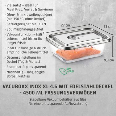Вакууматор CASO Vacu OneTouch Eco-Set: бездротовий ручний пристрій з 3 скляними контейнерами, 10 ZIP-пакетами та стікерами Food Manager, акумуляторний, чорний