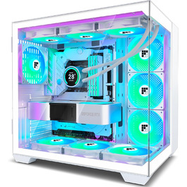Ігровий корпус FOIFKIN F600 ATX Mid-Tower, 6 ARGB PWM вентиляторів, панорамне скло 270°, Type-C, білий