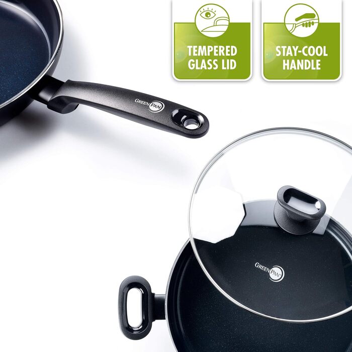 Wok GreenPan Torino 28 см, 3,6 л, керамічний, антипригарний, PFAS-free, індукційний, для духовки, чорний