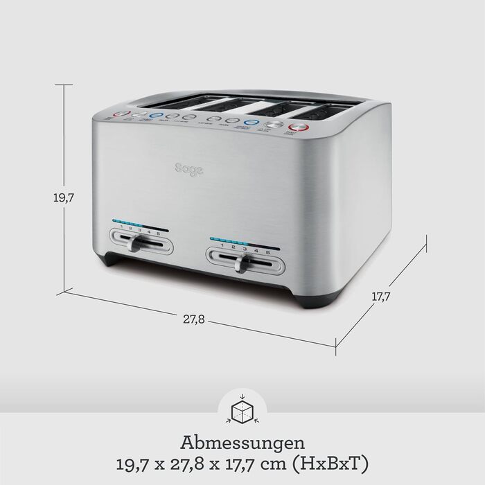 Тостер Sage The Smart Toast на 4 скибки, щітковий алюміній, електричний, для хліба