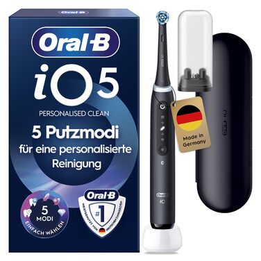 Електрична зубна щітка Oral-B iO Series 5, набір з 2 шт (чорна та біла), з додатковою насадкою та кейсом