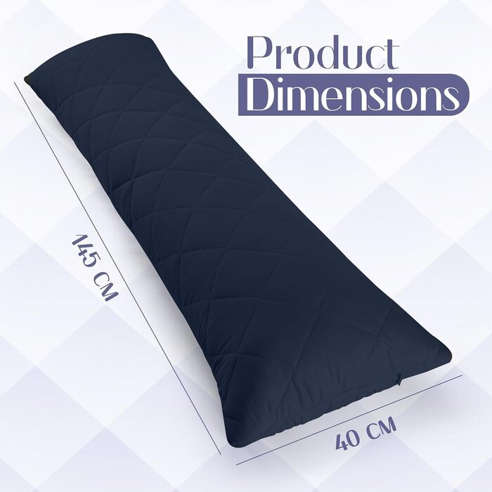 Подушка для вагітних та сну Utopia Bedding, стебана подушка-подушка для сну на боці, м'який поліестер (40x145 см, темно-синій)