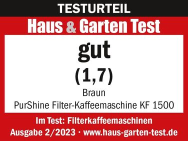 Кавоварка Braun PurShine KF 1500 WH фільтраційна, 10 чашок, скляний глечик, OptiBrew, авто вимкнення, 1000 Вт, біла