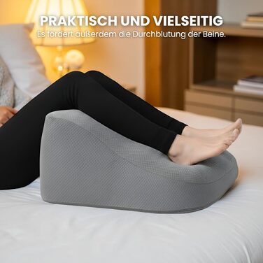 Подушка для спини та попереку з піни Memory Foam для ліжка та дивана - ергономічна трикутна форма, сіра