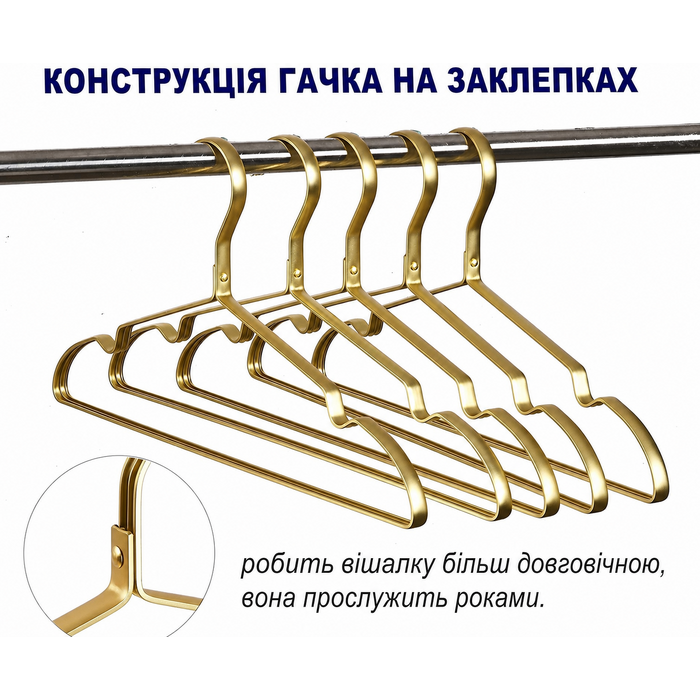 Вішалки для одягу Row & Line 20 шт 42 см золотисті