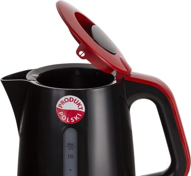 Електричний чайник Zelmer ZCK7620R, 1.7 л, 2200 Вт, з фільтром від накипу, BPA-free, автоматичне вимкнення, чорний/червоний, Польща