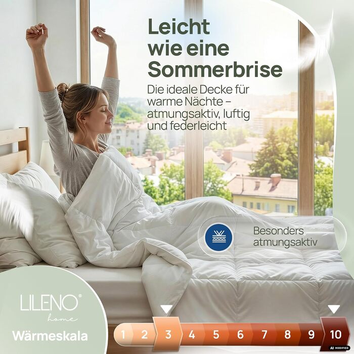 Літня ковдра з пуху та пера LILENO HOME, 155x220 см, легка одноособова