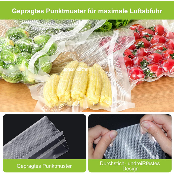 Рулони для вакуумного пакування Bonsenkitchen 28x600 см (2 шт) - Професійні пакети для вакууматора, харчові, BPA-free, для Sous Vide