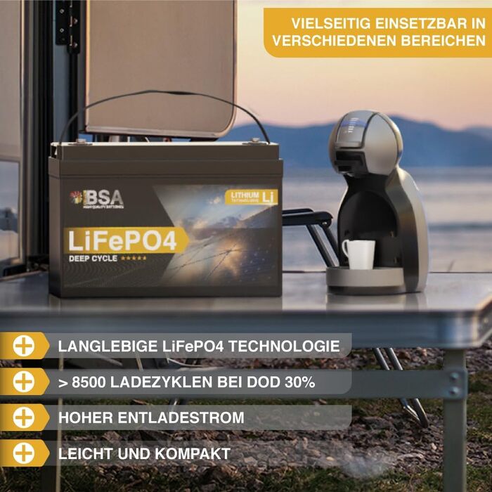 LiFePO4 акумулятор BSA Mini 12V 200Ah для кемпінгу, будинків на колесах та сонячних електростанцій