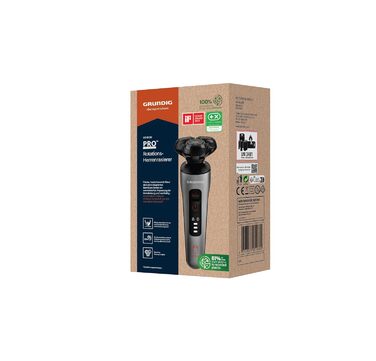 Електробритва Grundig ProClub MS 8130 для чоловіків, сенсор BeardCare, титанові леза, вологе та сухе гоління, корпус з 61% переробленого пластику, чорний/червоний/титан
