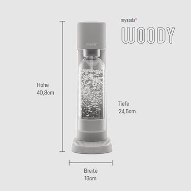 Сифон для газування води Mysoda Woody Wassersprudler (Pigeon), сірий, з CO2-циліндром