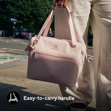 Сумка-холодильник Stanley 1913 All-Day Julienne Maxi Cooler, 7.0 л, Rose Quartz — термосумка з перецьикльованого поліестеру з ременями та сітчастими кишенями