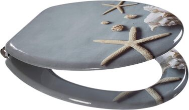 Кришка для унітазу Spirella MDF із морською зіркою, глянцева, швидке кріплення, нержавійка